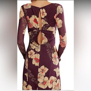 MWT🌷We The Free Calla Midi Long Sleeve V-Neck w/ Thigh High Slit Dress